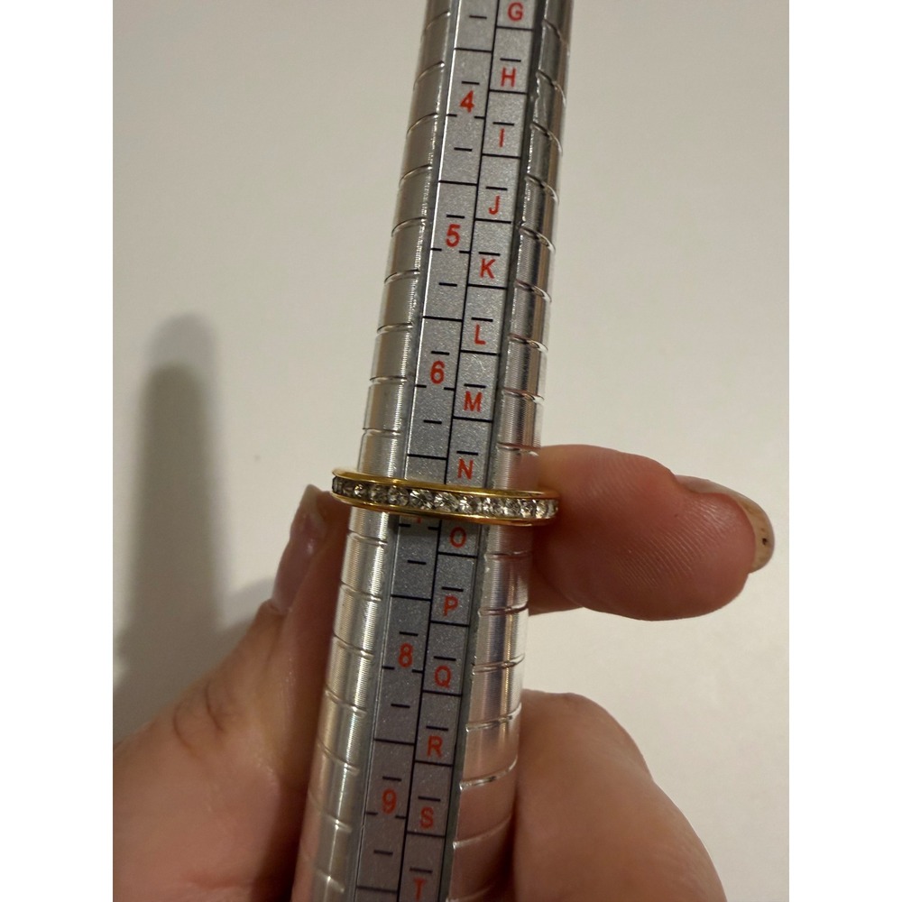 Gold Tone Crystal Eternity Band Ring Size 7 Stacking‎ Minimalist Jewelry